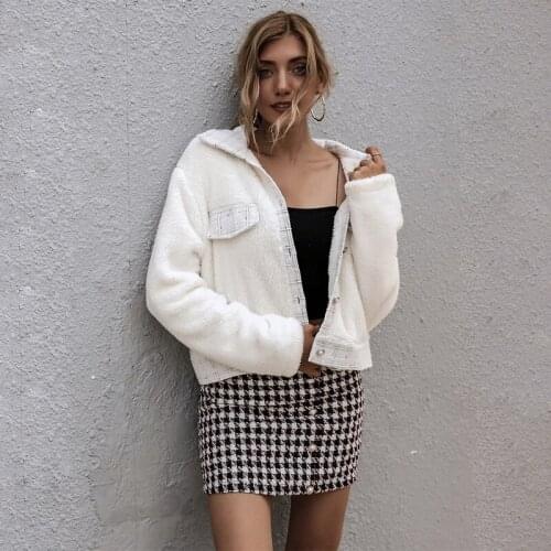 Women Winter Warm Coat Woman Turn-down Collar Button Fur Jacket Female Plush Overcoat Pocket Casual Teddy Outwear 2020