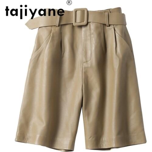 Women Streetwear 2021 Real Sheepskin Pants Woman Genuine Leather Pants High Waist Trousers Womens Clothing Ropa TN2167