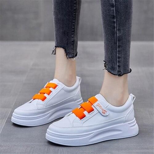 Women Sneakers PU Leather Vulcanize Shoes Casual White Sneakers Breathable Platform Flats Female Sport Shoes Walking Trainers