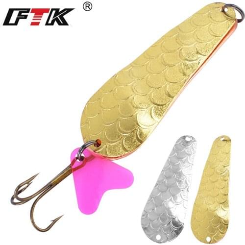FTK 1PC Metal Fishing Lure 7cm/21g Spoon With 2# Treble Hook Bass CrankBait Spoon Crank Bait Pesca Tackle