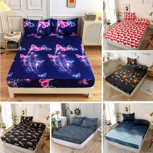 1pc Soft Printed Fitted Sheet With Elastic Band Bed Sheet Cover (No Pillowcases)Full Queen King Size Dropshipping