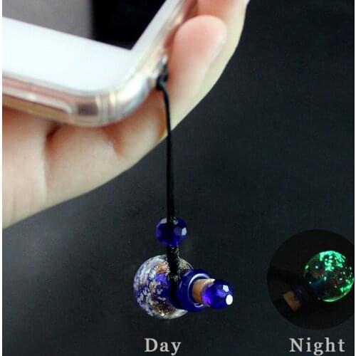 1PC Murano Glass Perfume Heart Pendants Glowing Ball Bottle cellphone strap DIY Jewelry Gift