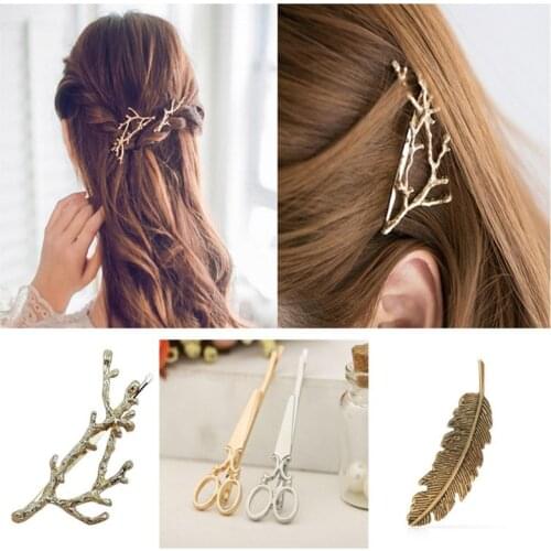 1PC Branch Leaves Hairpin Fashion Metal Antler Branch Alloy Barrettes Bobby LWomen Girls Gold/Silver Hair Clip Styling Tool