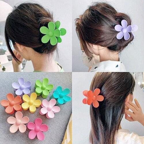 1PC Women Girls Cute Candy Colors Big Flower Plastic Hair Claws Sweet Hair Holder Clip Hairpin Headband Fashion Hair Accessories