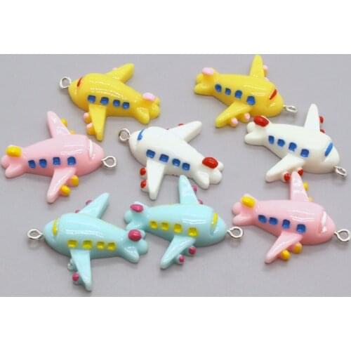 10pcs 3D Simulation Small Aircraft Resin Flatback Earring Charms DIY Crafts Kawaii Keychain Necklace Pendants For Jewelry Make