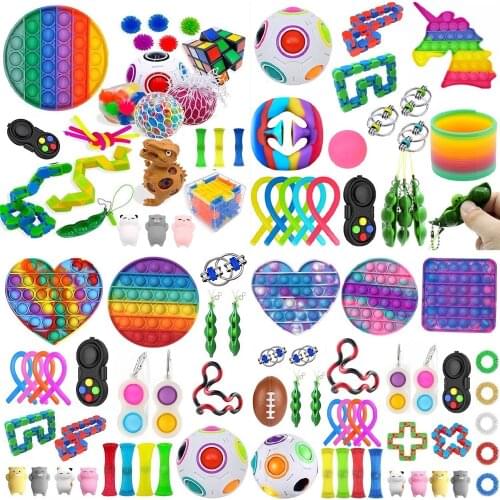 100 Designs Fidget Toy Set Box Sensory Fidget Toys Pack for Kid Adult Decompression Toy fidjets toys pack антистресс Tiktock HOT