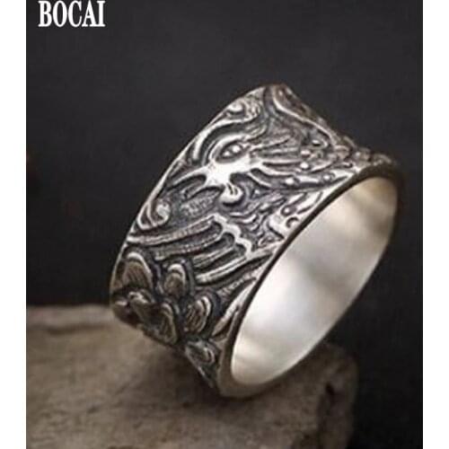 100% real S925 sterling silver phoenix peony ethnic style vintage style ladies ring