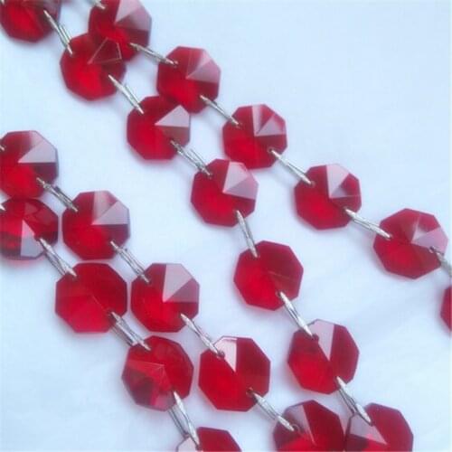 2M/Lot Crystal garland strand 16mm octagon bead chain IN RED COLOR for Wedding & Christmas party event Decoration