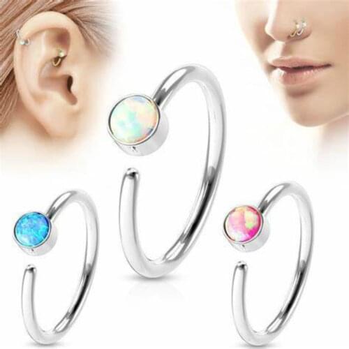 20G 1PC Nose Ring Studs for Women Men C Shape with Cubic Zirconia Clip On Body Piercing Jewelry Surgical Steel