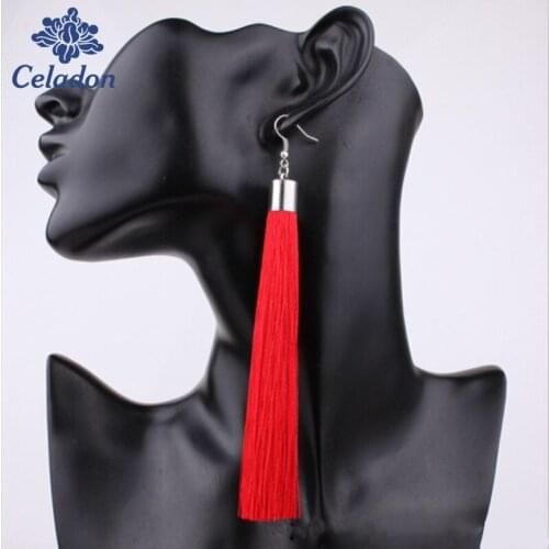 2017 new Hot Bohemia Long Tassel Earrings 19 colors for Women European Exaggerated boho Vintage Drop Earrings 1 Pair