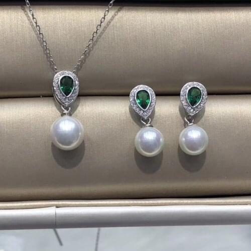 925 Sterling Silver Pendant and Earrings Set Mountings Findings Jewelry Set Parts Fittings for Pearls Beads