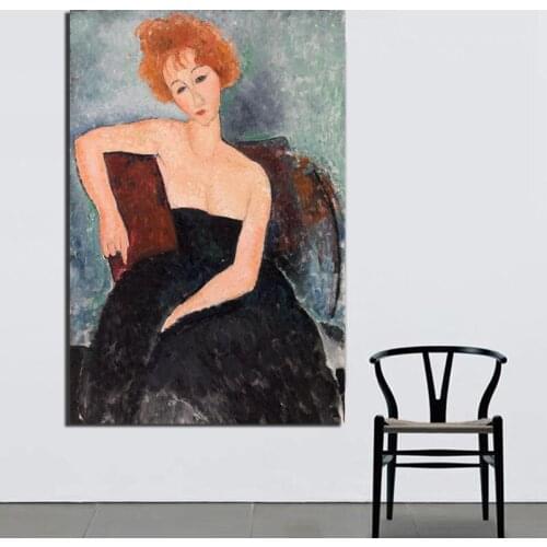 Amedeo Modigliani Girl In Evening Dress Canvas Painting Print Living Room Home Decor Modern Wall Art Oil Painting Poster Picture