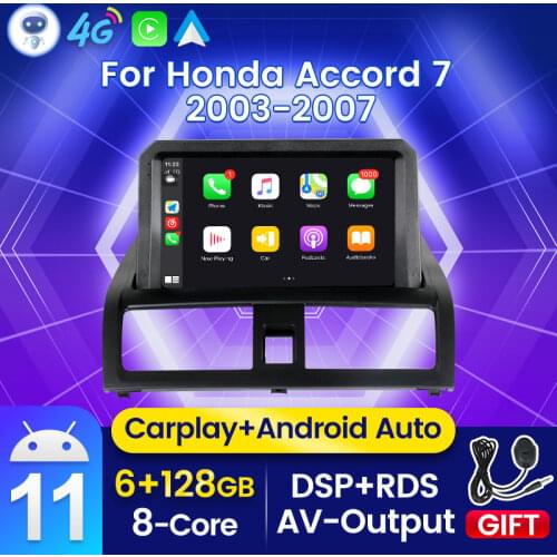 Android 11 6G +128G Car Radio For Honda Accord 7 2002 2003 2004 2005 2006 2007 2 DIN Multimedia DVD Player Navigation GPS Audio