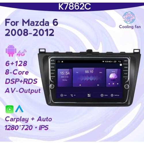 Navifly 6+128GB Car Radio Stereo Video Player Navigation GPS Headunit For Mazda 6 2008-2012 Cooling fan DSP Wireless carplay 4G