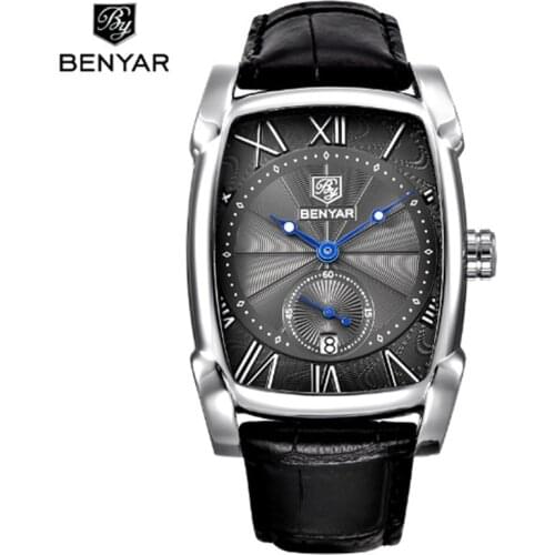 BENYAR 2017 Luxury Brand Quartz Mens Watch Military Sport Watch Brand Leather Mens Waterproof Mens Watch Date & Time