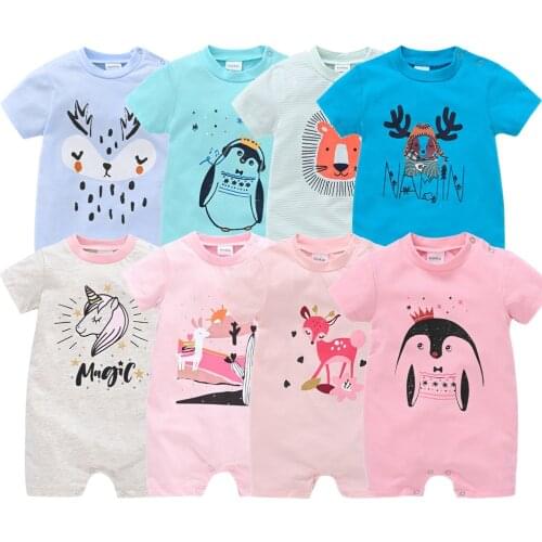 KAVKAS Summer Baby Romper Cute Animal Print Girl Boy Cotton ropa bebe Clothes Short Sleeve Onesie Newborn Pajamas