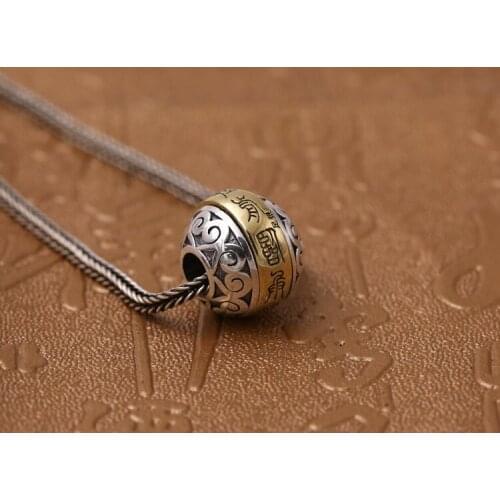 990 sterling Silver Buddhism bead amulet men women pendant charm jewelry A3415
