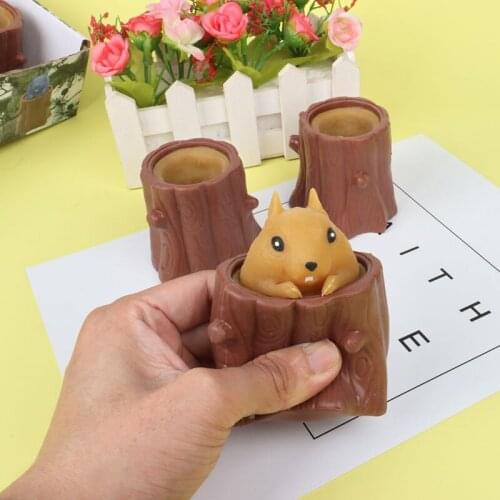 Net Celebrity Hot Sale Vent Evil Squirrel Cup Office Decompression Squirrel Stump Decompression Cute Pet Pinch Toy