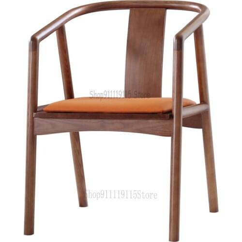 Customized Nordic Solid Wood Dining Chair Light Luxury Minimalist Modern Simple New Chinese Leather Art Training Office Milk Tea
