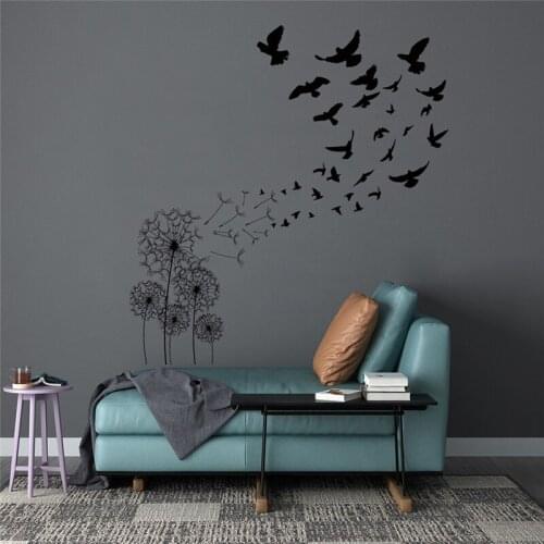 Exquisite Wall Sticker Dandelion Flying Bird Creative Wall Sticker Living Room Bedroom Background Wall DIY Home Decoration 2020