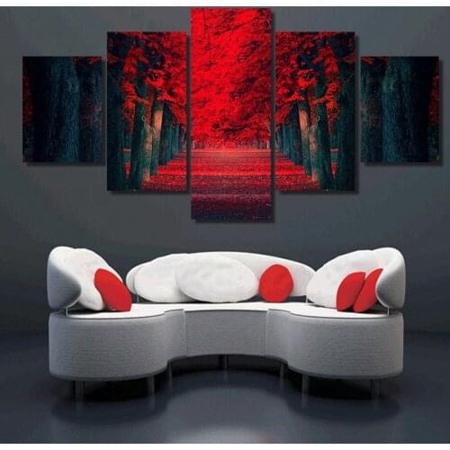 5 Piece Picture Modern Red Woods Home Wall Decor Painting Canvas Art HD Print Painting For Living Room