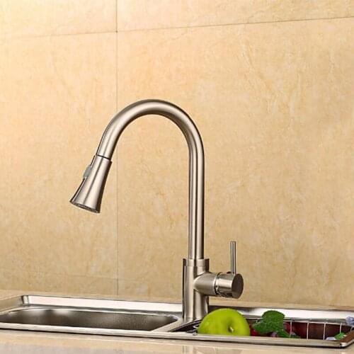 Kitchenpull out basin faucet 360 rotating chrome silver/black/brushed swivel basin sink Mixer tap vanity faucet cozinha