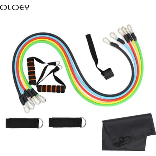 11 Pcs/Set Latex Resistance Bands Crossfit Training Exercise Yoga Tubes Pull Rope,Rubber Expander Elastic Bands Fitness With Bag