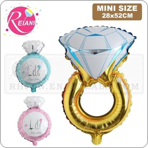 Small Diamond Ring Foil Balloon for Anniversary Wedding Decoration Valentines Day Decor Balloon Engagement Decorative Supplies