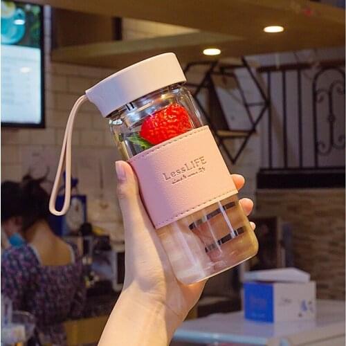 Cute Portable Insulated Glass Cup Water Cup Summer Double Wall Glass Tea Cup Mason Jar Summer Waterbottle Verre Drinking Glasses