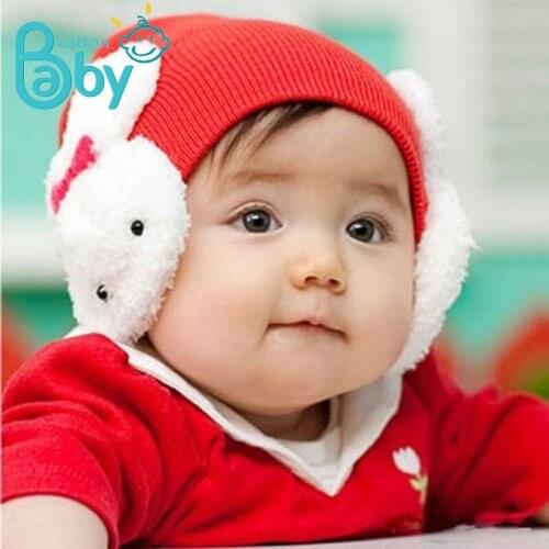 Cute Winter Baby Hat Joint Rabbit Crochet Knitted Caps for Infant Boys Girls Hooded Earflap Children Kids Warmer