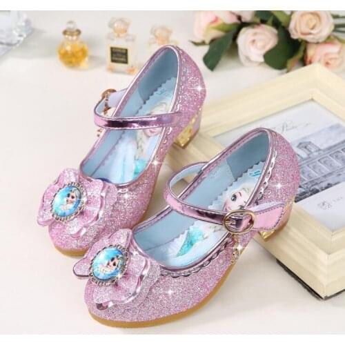 Disney Fashion Frozen Princess Aisha Shoes Girls Soft-soled Single Shoes Sequined Flat-Bottom Girls Performance Dance Sandals