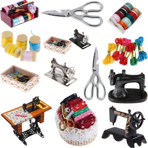 1:12 Mini Sewing Machine Tools Simulation Home Furniture for Girl Doll House Decoration Dollhouse Miniature Accessories