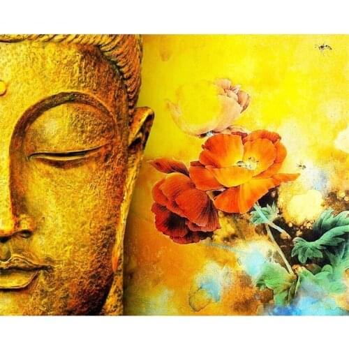 DIY Digital Painting By Numbers Golden Buddha statue oil painting mural Kits Coloring Wall Art Picture Gift frameless