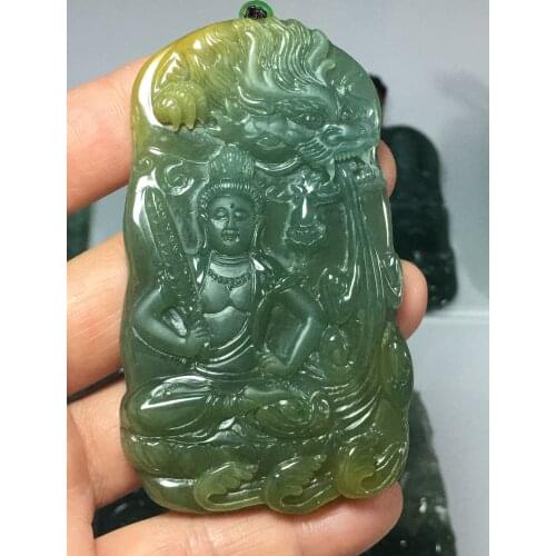 Natural Myanmar jade 7A HandCarved Buddha guan yin jadeite jade green jade pendant jade necklace pendants jewelry necklaces men
