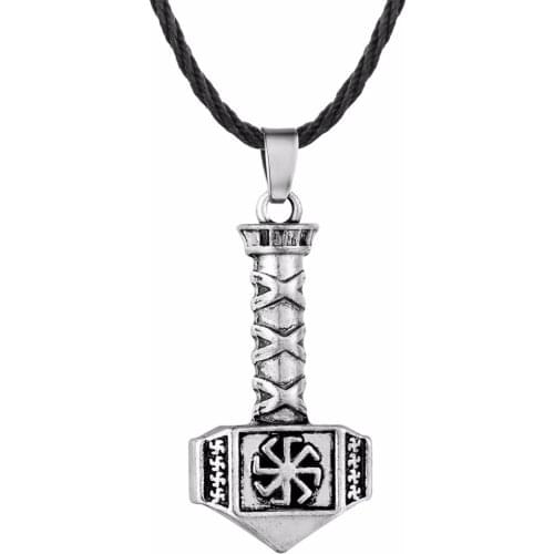 Nostalgia Slavic Amulet Kolovrat Symbol Engraved On Hammer Necklaces Pendants Jewelry Making