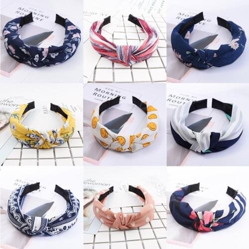 New hairband cloth art knot cross hair hoop movement face Women flower head band Hair Accessories FG428