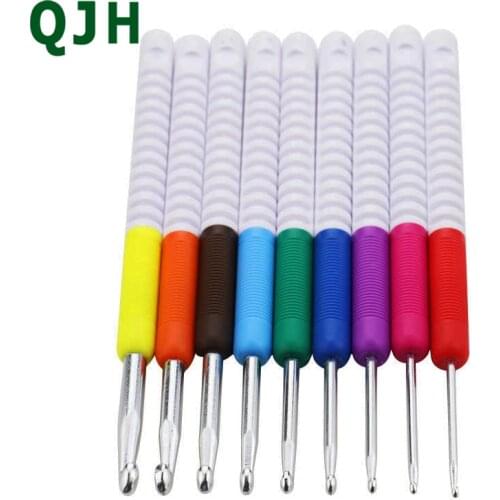 Wholesale Multicolor Plastic Handle Aluminum Crochet Hooks Knitting Needle Set 0.5mm-20mm Yarn Sweater Weave Craft Tools