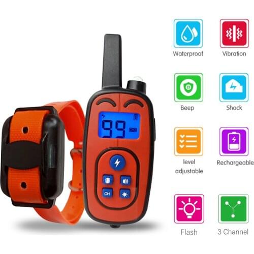 Dog Shock Collar Bark Collar with Remote Rechargeable Training Collar Sound Vibration Shock Flash for Dogs Training Collar
