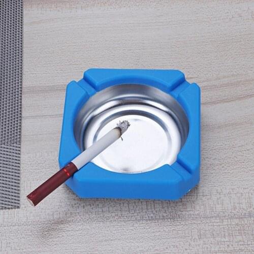 1 Pcs Ashtray Round Durable Protable Stainless Steel Round Ashtray Holder Ash Tray Organizers Desktop Ashtray
