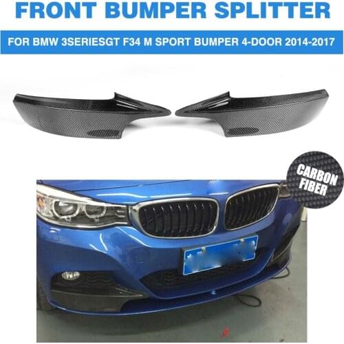 Carbon Fiber front bumper Lip splitters Spoiler for BMW 3 Series GT F34 M Sport Bumper 4-Door 2014-2017 2PCs/Set