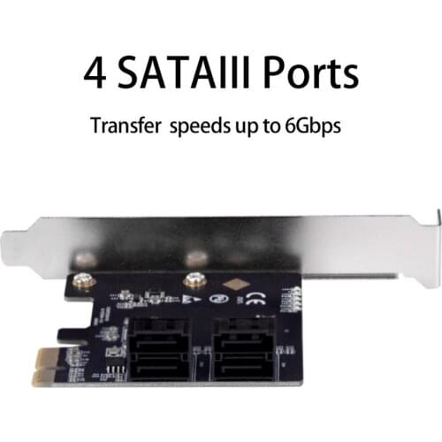 Chia Mining PCIe X1 4 Ports 6G SATA III 3.0 Controller Card Non Raid PCI-e 3.0 X1 Expansion Card Adapter Expansion Add on Card