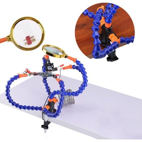 Aux Soldering Holder tool Arms PCB Helping Handcrafts Flexible Base Vise 5 Claws