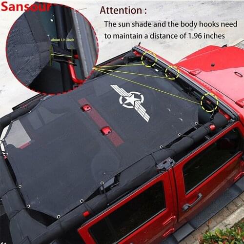 Sansour Various Styles 2/4 Door Car Top Sunshade Mesh Cover Roof UV Proof Protect Net for Jeep Wrangler JK 2007+ Car Accessories