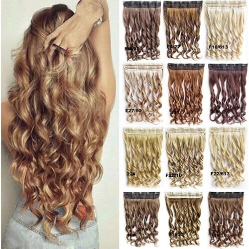 Similler 100g 5 Clip in Long Wavy Women Hair Extensions Black Brown 613# High Tempreture Synthetic Hair Piece 25colors Available