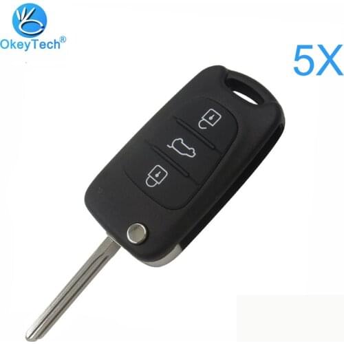 OkeyTech 5pcs/lot Flip Folding 3 Button For Hyundai I30 IX35 Remote Auto Car Key Shell Cover Case Fob For Kia K2 K5 Uncut Blade