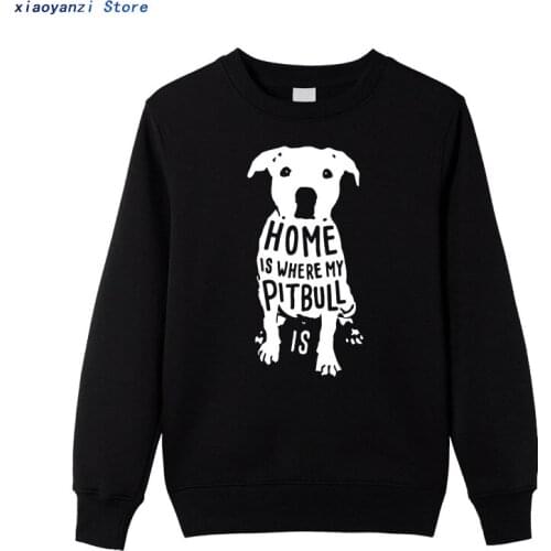 Home Is Where My Pitbull Is Quote Xmas Christmas Funny Christmas Mens sweatshirts Men Cotton pullovers sportswear hoodies