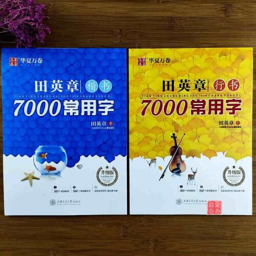 2Pcs/Set Chinese Copybook Pen Kai Shu Xing Shu 7000 Common Chinese Characters Copybook Student Adult Copybook