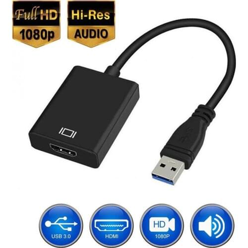 USB 3.0 To HDMI-compatible Adapter HD 1080P Video Cable Adapter Converter with Audio Output Support Windows 7/8/8.1 Windows 10