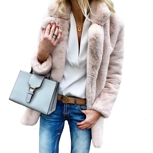 Explosion Warm Coats Plus Size Fleece Ladies Lapel Soft Thick Cardigan Outerwear Street Women Casual Long Sleeve Plush Jackets