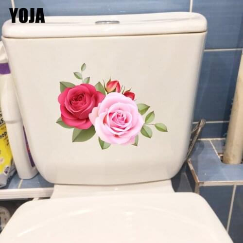 YOJA 25.9×20.3CM Romantic Roses Bedroom Decoration Wall Sticker Fashion Toilet WC Accessories T1-2960